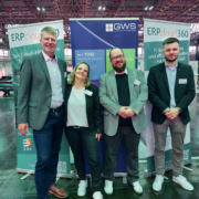 Das GWS-Team beim E/D/E Branchentreff v. l.n. r.: Hermann Trecksler, Sabine Hoffmann, Patrick O’Neill, Jan-Philipp Klöpper. Axel Büscher hinter der Kamera.