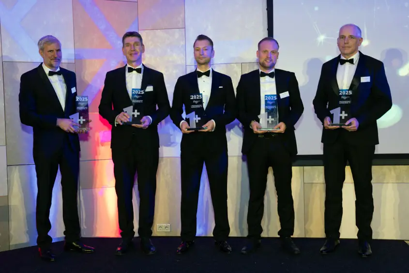 v.l: Alexander Gebele, HOLTEC GmbH & Co.; Bernd Fraune, amixon GmbH; Markus Pessara HARTING Applied Technologies GmbH; Nico Hindriks, Reinert-Ritz GmbH; Ulf Sieckmann, symex GmbH & Co. KG